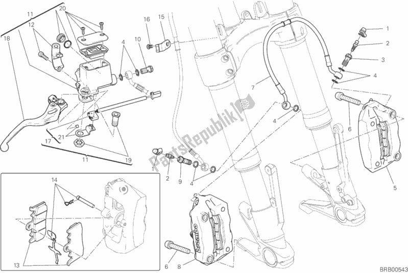Todas as partes de Sistema De Freio Dianteiro do Ducati Monster 821 Stripes 2017